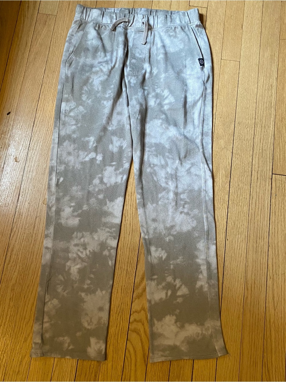 Gilly Hicks Lounge Pants Womens S Beige Taupe Drawstring Pocket PJ Tie Dye Cozy